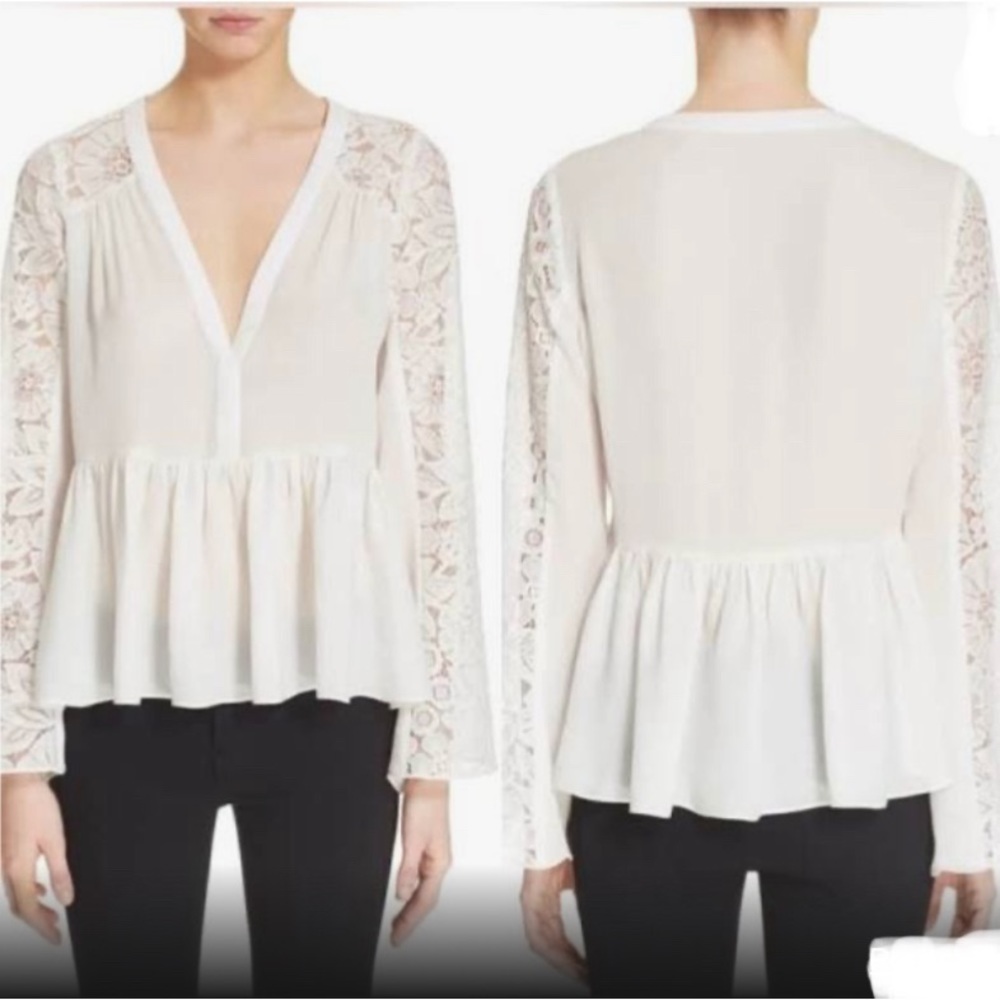Elizabeth and James Cream Silk Lija Blouse Sz M